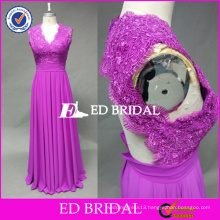 ED Bridal Fuchsia Exquisite Lace Appliqued Keyhole Back Chiffon Long Bridesmaid Dress